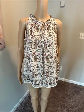 Max Studio Cream Floral-Print Sleeveless Camisole